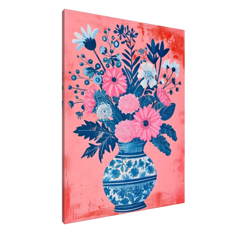 Tablou Canvas: Flori în albastru și roz - Image 1