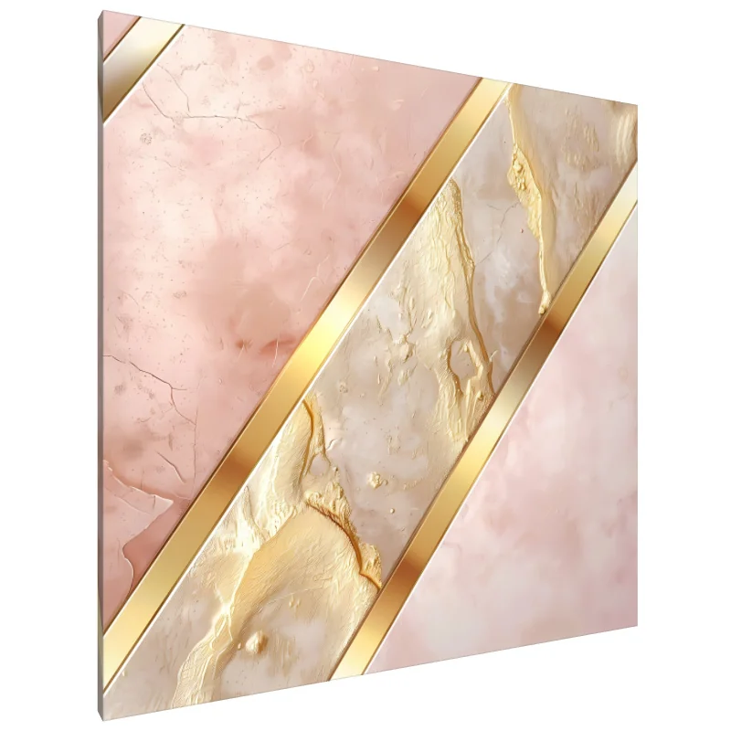 Tablou Canvas: Armonie în Tonuri de Roz și Aur - Image 1