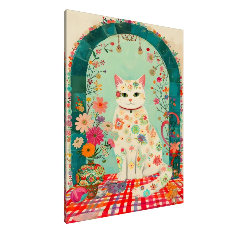 Tablou Canvas: Fantezie Florală Felină
