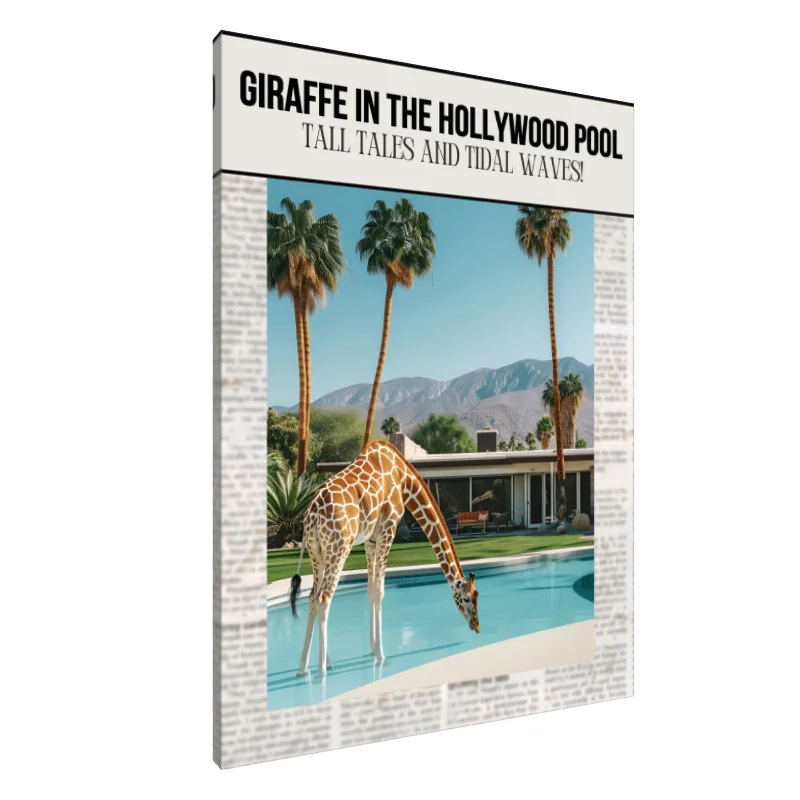 Tablou Canvas: Paradisul girafei de la piscină - Image 1