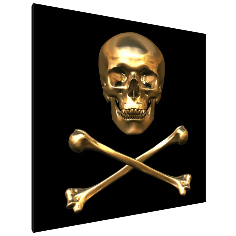 Tablou Canvas: Cranii Aurii și Oase încrucișate