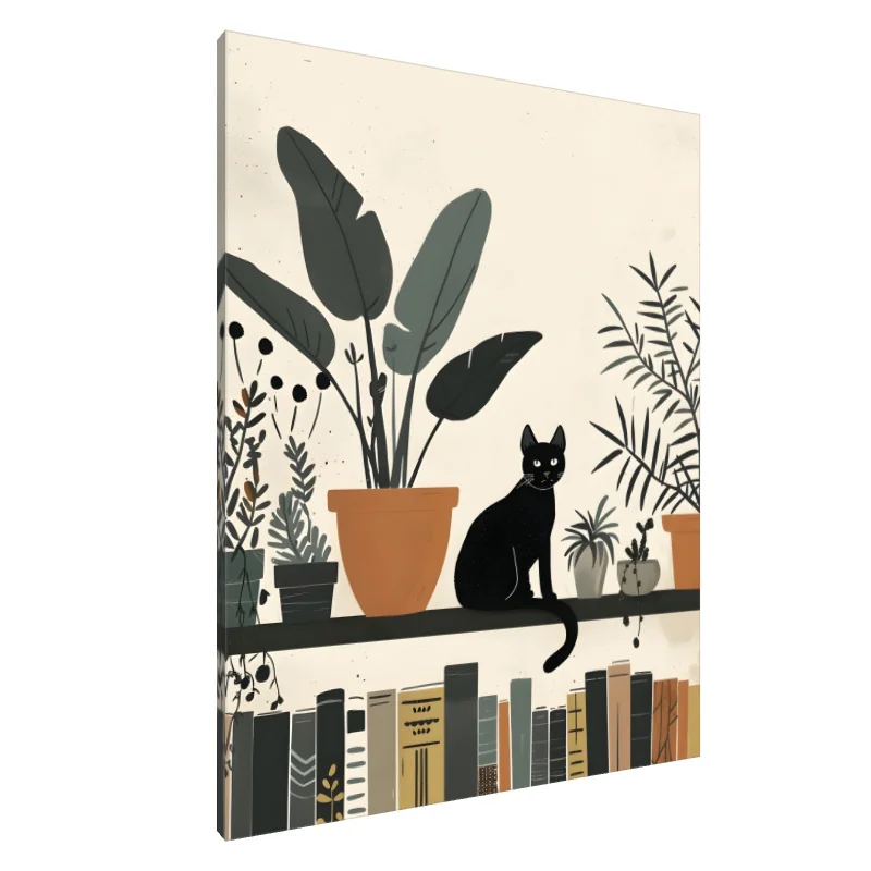 Tablou canvas: Tablou pe pânză: Pisică mistică din bibliotecă - Image 1