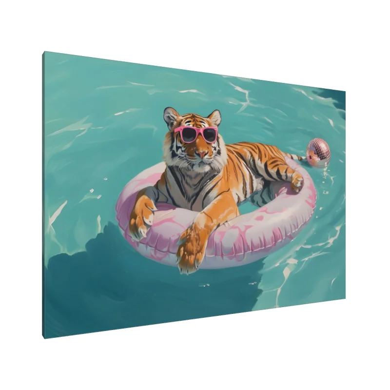 Tablou Canvas: Panthera de la piscină: Vibrații relaxante - Image 1