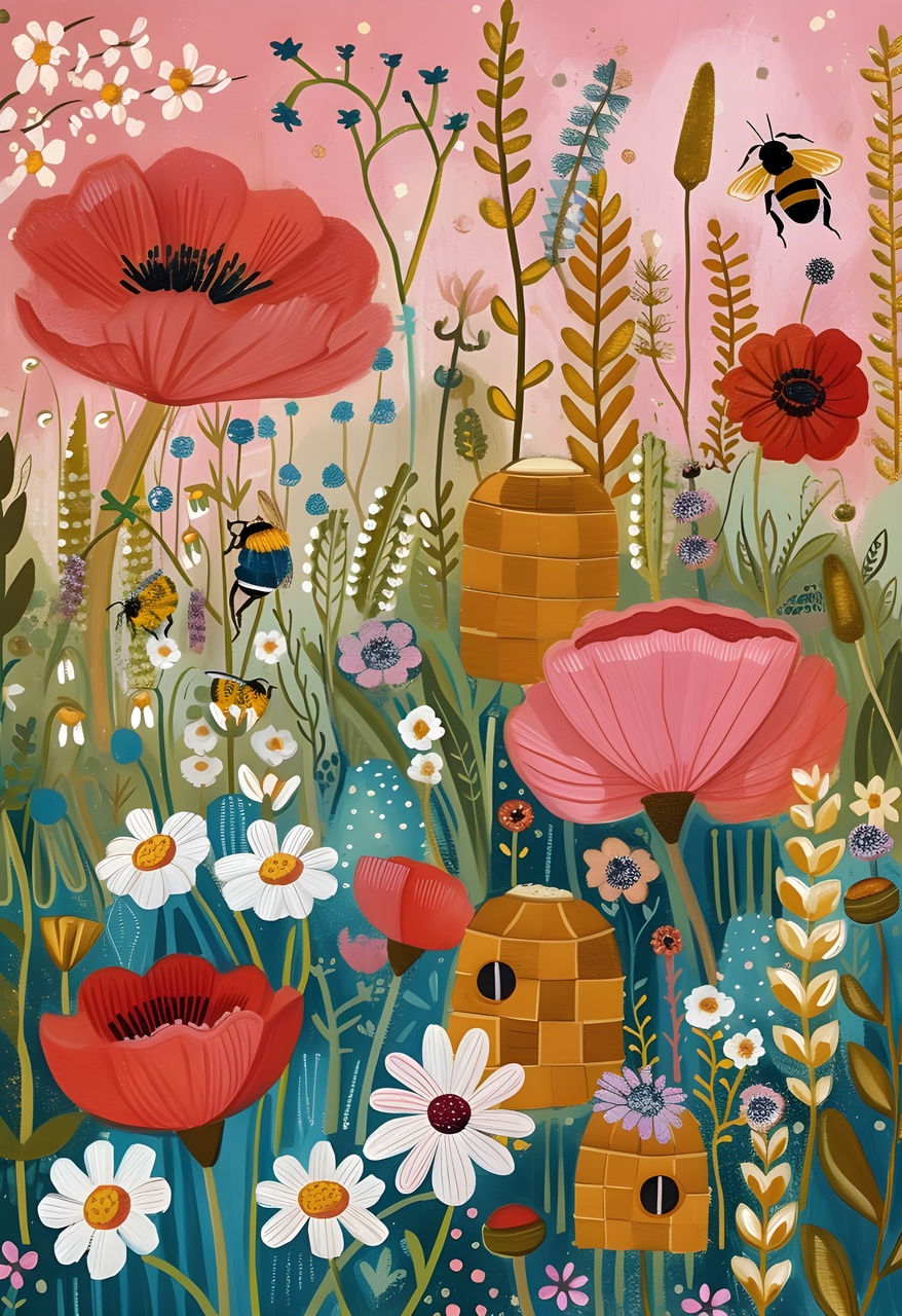 Tablou Canvas: Armonie de Flori Zumzăitoare - Thumbnail 2