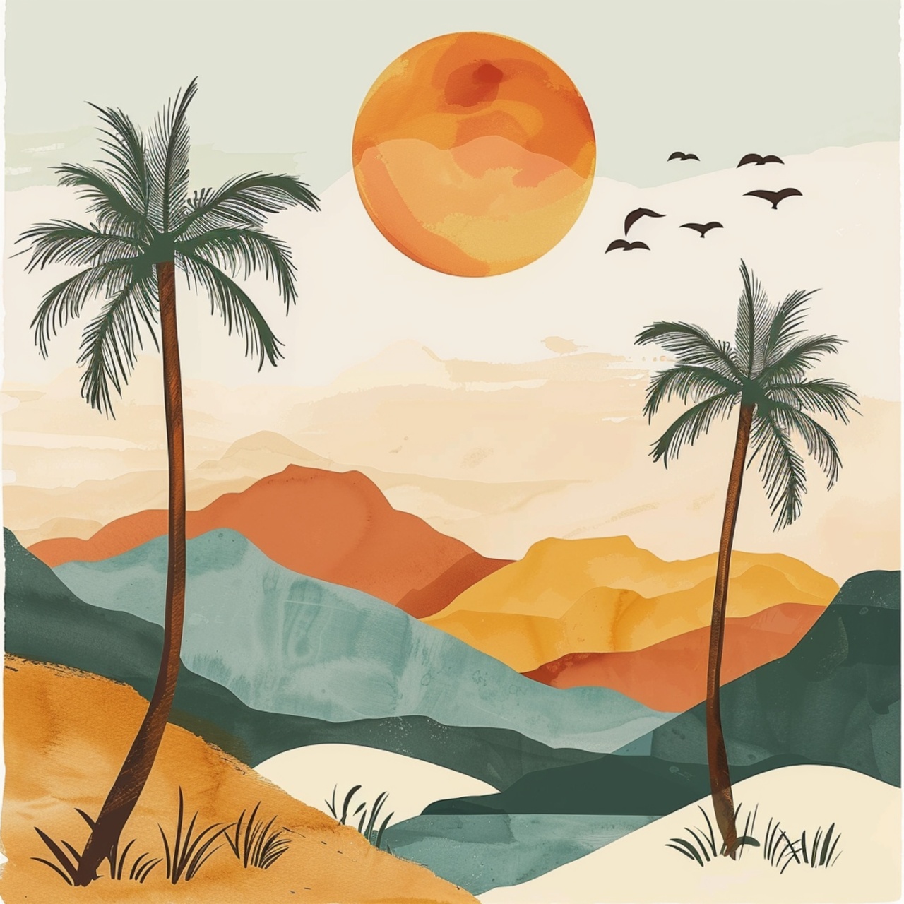 Tablou Canvas: Serenitate la Apus în Deșert - Thumbnail 2