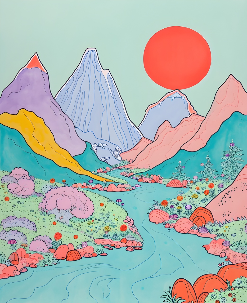 Tablou Canvas: Peisaj de vis la răsăritul zorilor - Thumbnail 2