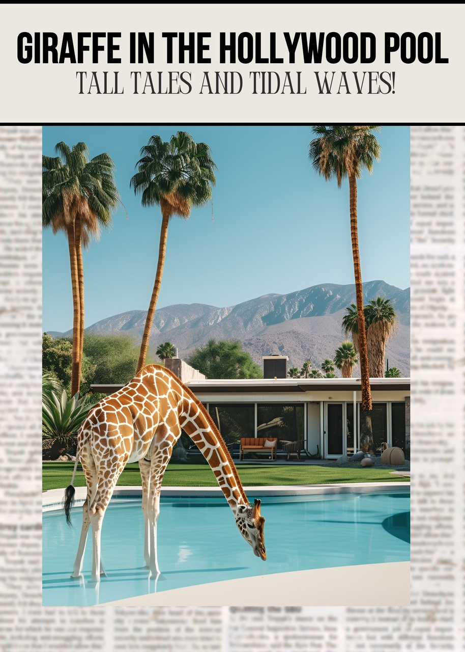 Tablou Canvas: Paradisul girafei de la piscină - Thumbnail 2