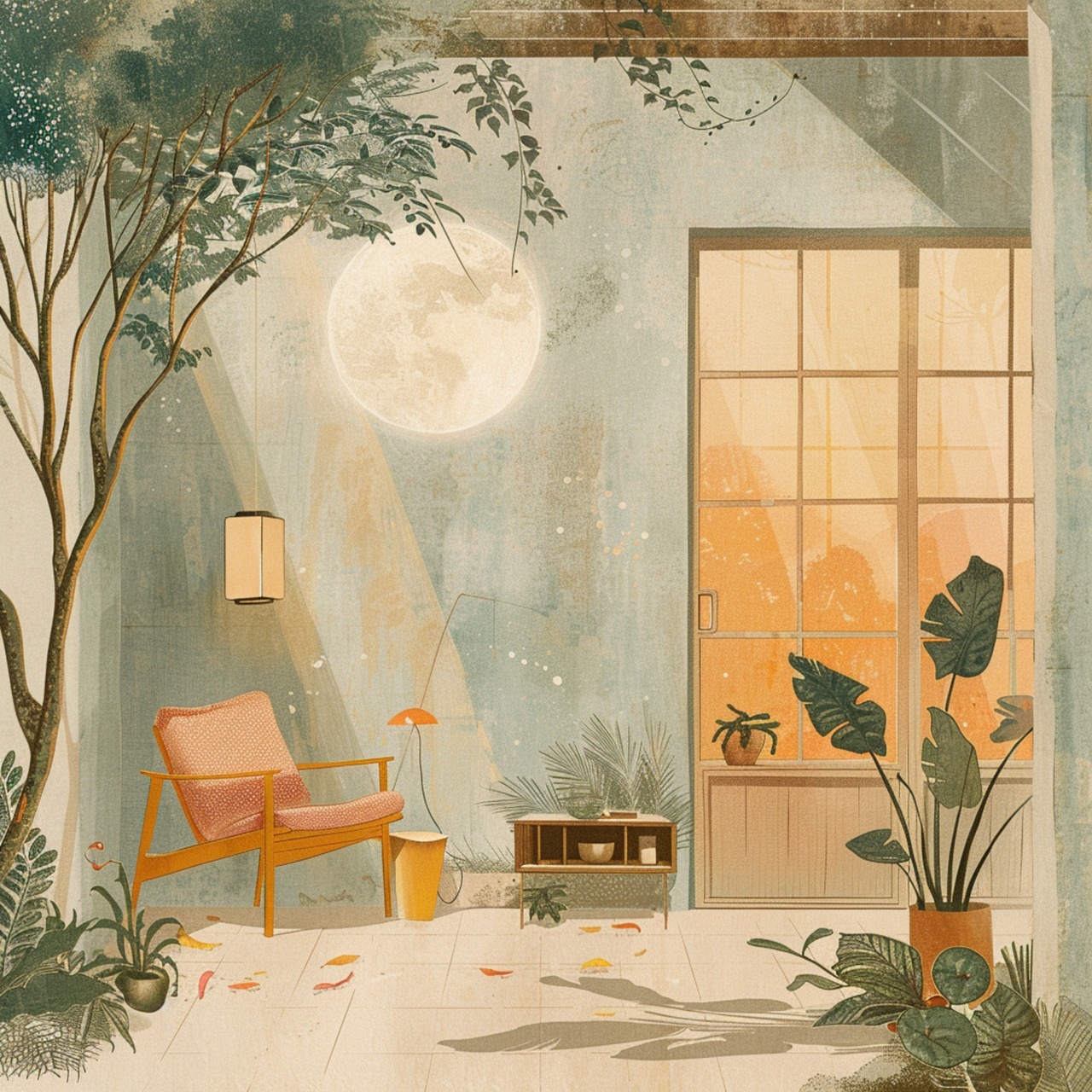 Tablou Canvas: Bucurie pe balcon în lumina lunii - Thumbnail 2