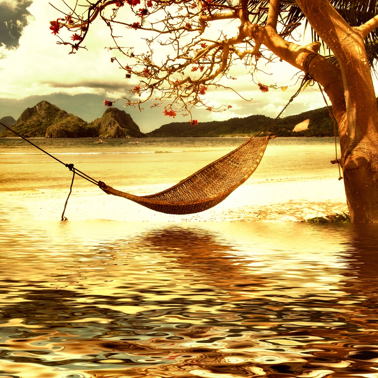 Tablou Canvas: Țărmuri liniștite: Paradisul hamacului - Thumbnail 2