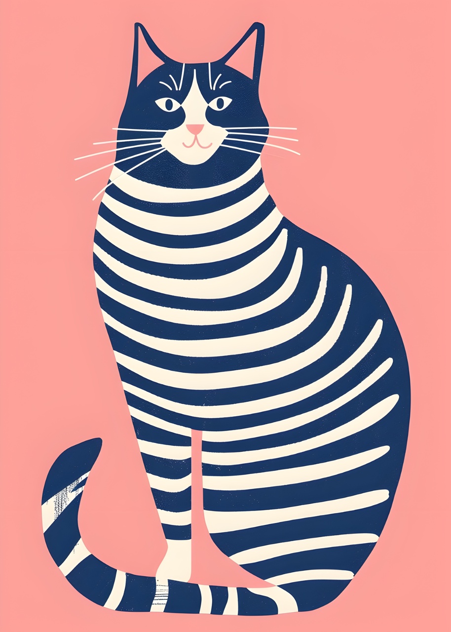 Tablou Canvas: Bucurie cu Mustăți Dungi - Thumbnail 2