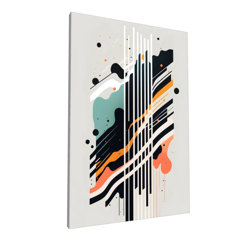 Tablou canvas: Compoziție Abstractă în Tonuri de Negru și Portocaliu - Image 1