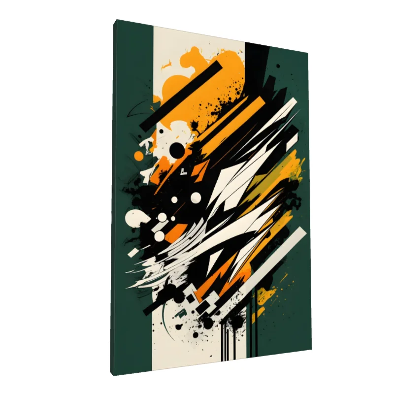 Tablou canvas: Compoziție Abstractă în Tonuri de Portocaliu și Verde