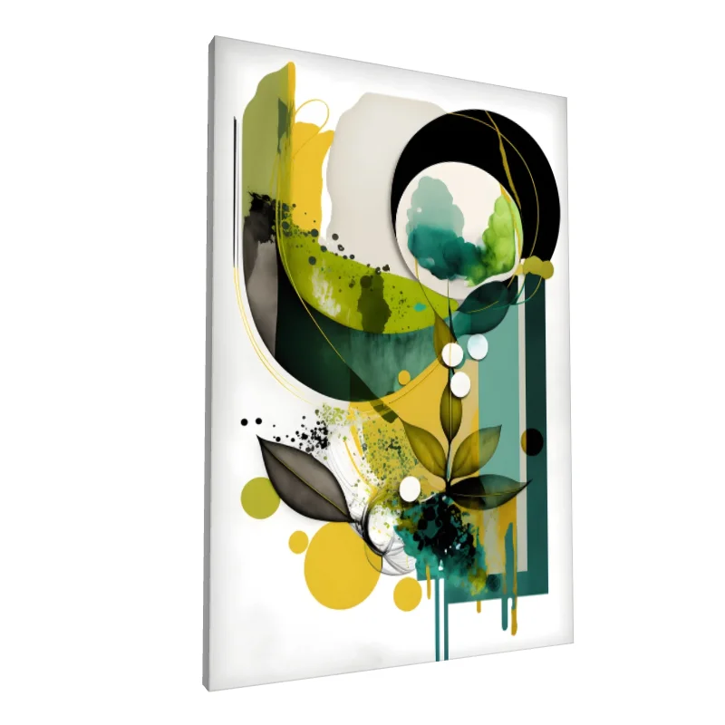 Tablou canvas: Compoziție Geometrică în Verde și Galben