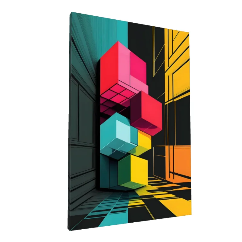 Tablou canvas: Cuburi Geometrice în Culori Vii - Image 1