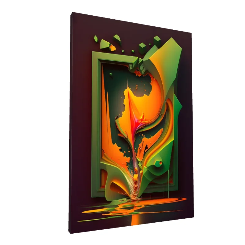 Tablou canvas: Forme Abstracte în Verde și Portocaliu - Image 1