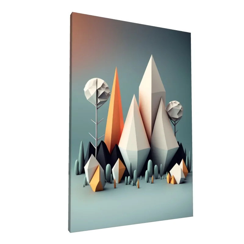 Tablou canvas: Peisaj Montan Geometric în Tonuri Calde