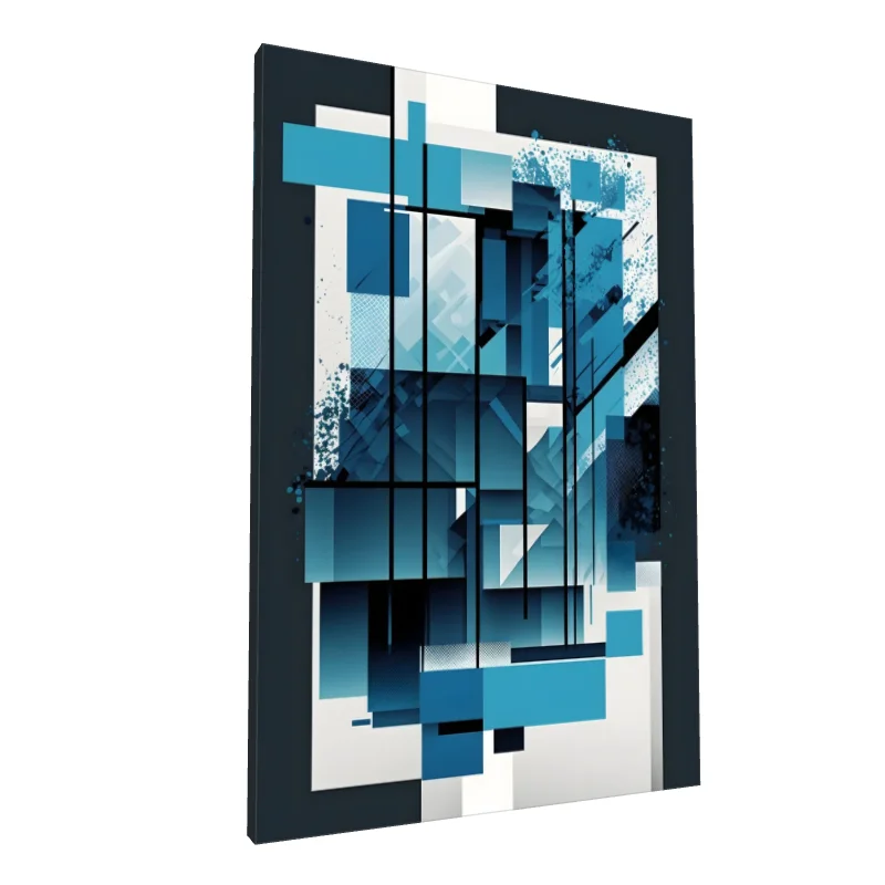 Tablou canvas: Compoziție Geometrică în Albastru și Negru