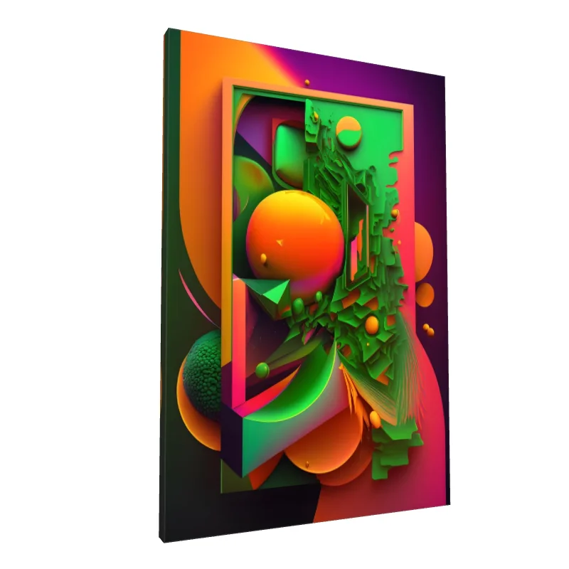 Tablou canvas: Iluzie Geometrică în Culori Neon