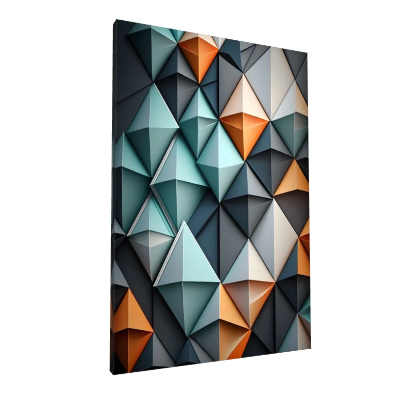 Tablou canvas: Geometrie Triunghiulară în Trei Culori - Image 1