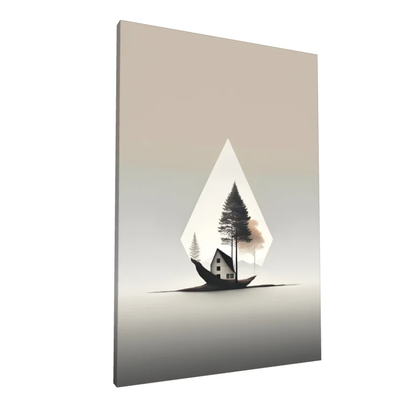 Tablou canvas: Cabana în Pădure, Stil Geometric - Image 1