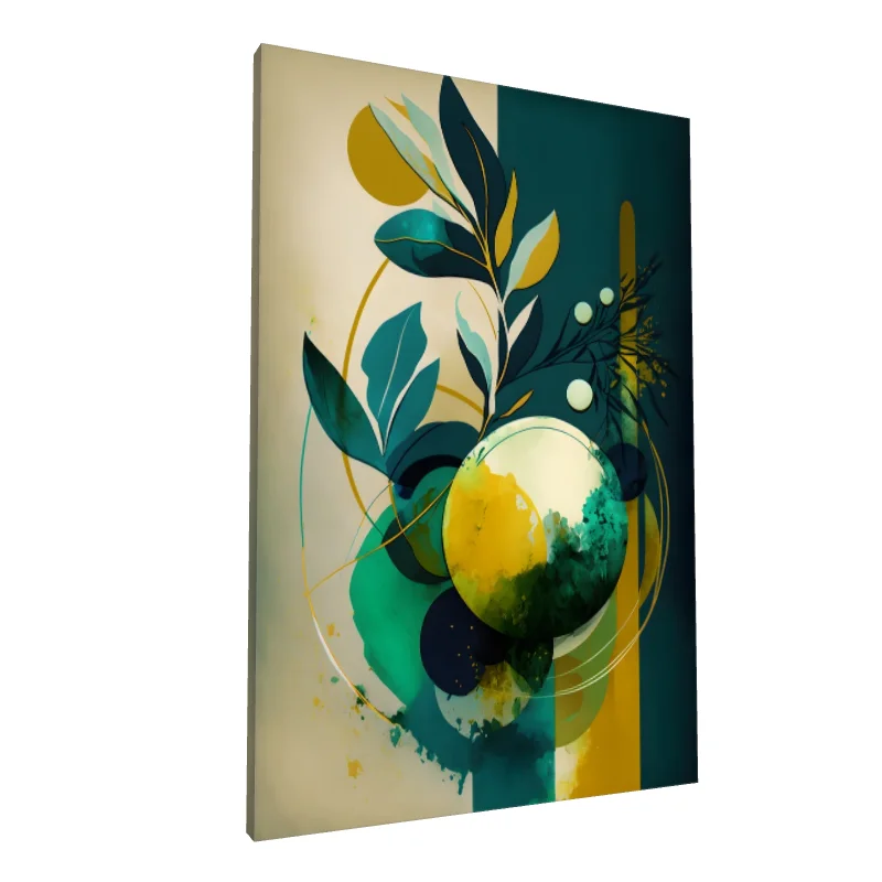 Tablou canvas: Compoziție Abstractă în Verde și Galben - Image 1