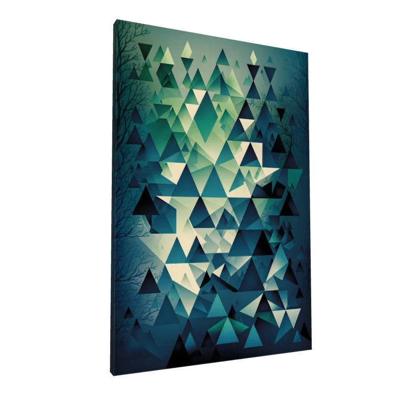 Tablou canvas: Triunghiuri Geometrice în Nuante de Verde