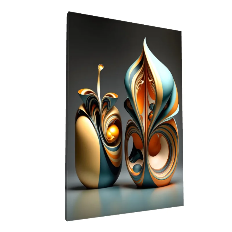 Tablou canvas: Figuri Abstracte în Culori Albastru-Portocaliu - Image 1