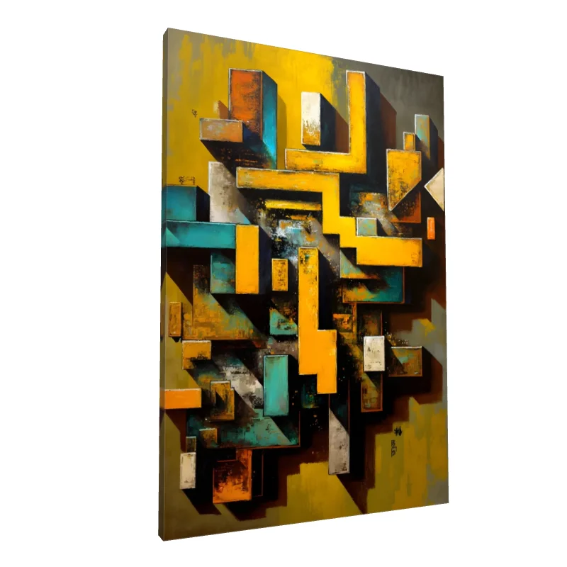 Tablou canvas: Compoziție Geometrică în Culori Vibrante (2)