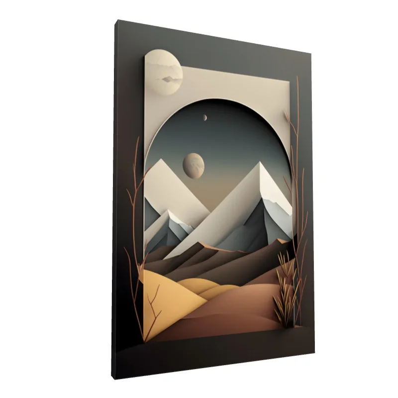 Tablou canvas: Peisaj Abstract cu Munți și Planete - Image 1