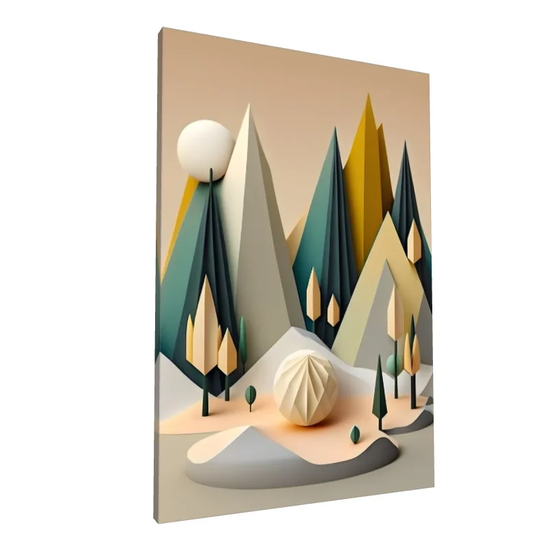 Tablou canvas: Peisaj Abstract cu Munți Geometrici - Image 1