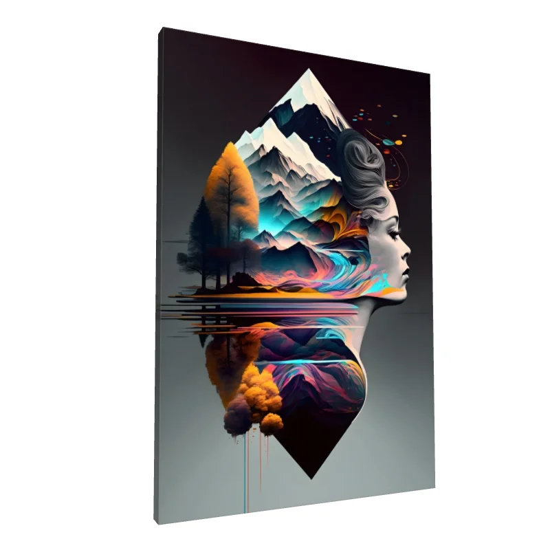 Tablou canvas: Profil Abstract cu Elemente Naturale - Image 1