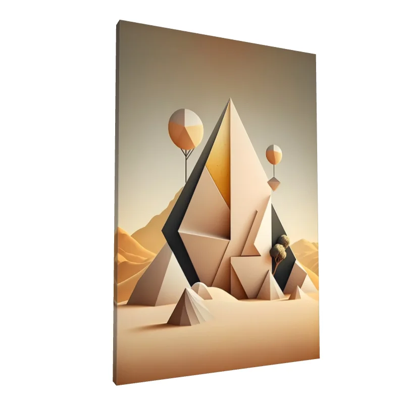 Tablou canvas: Peisaj Geometric în Tenta Portocalie - Image 1