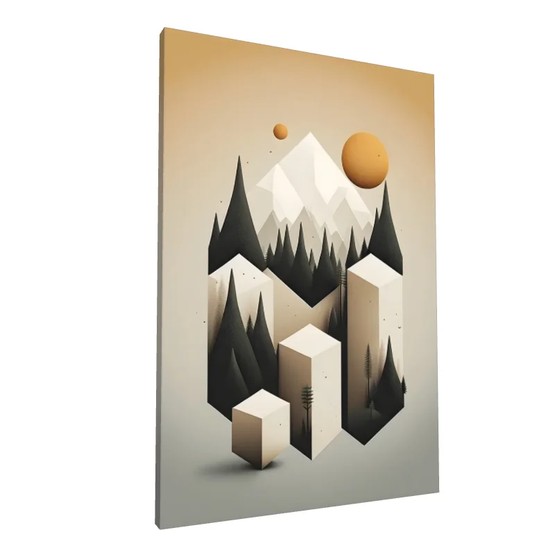 Tablou canvas: Peisaj Montan Abstract cu Geometrie