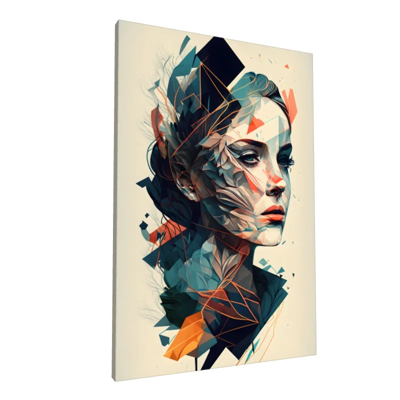 Tablou canvas: Portret Abstract cu Elemente Geometrice