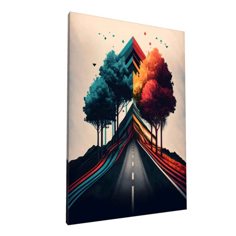 Tablou canvas: Drum Abstracție între Arbori Colorati