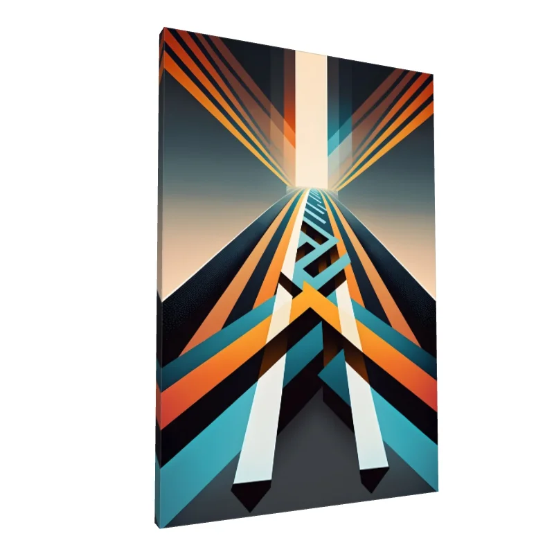 Tablou canvas: Geometrie Dinamică în Portocaliu și Albastru - Image 1