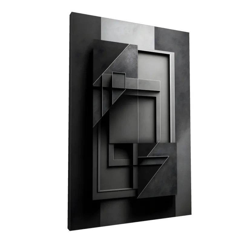 Tablou canvas: Compoziție Geometrică în Tonuri de Gri (2) - Image 1