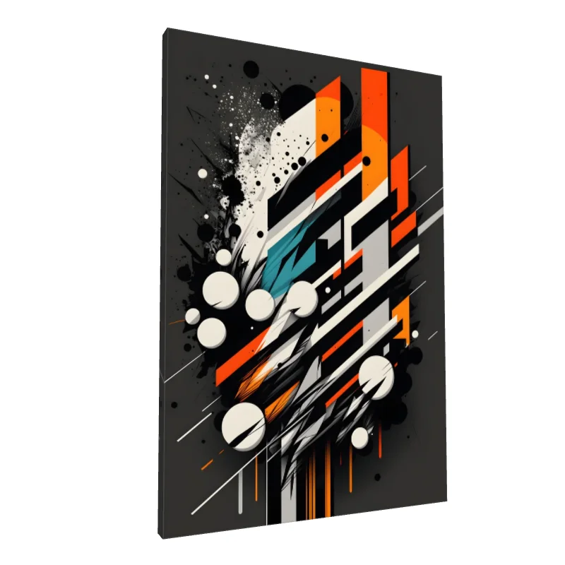 Tablou canvas: Geometrie Dinamică în Portocaliu și Negru - Image 1