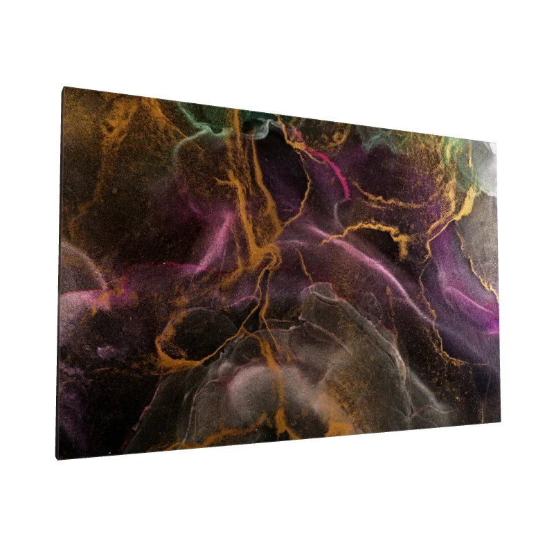 Tablou canvas: Compoziție Abstractă cu Aur și Mov - Image 1