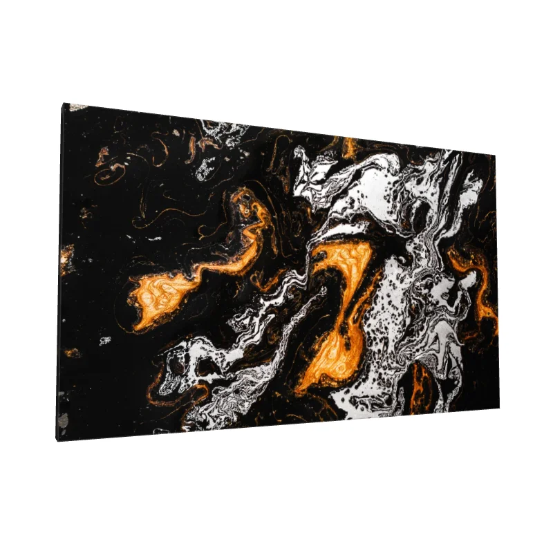 Tablou canvas: Vârtejuri Aurii pe Fundal Negru - Image 1