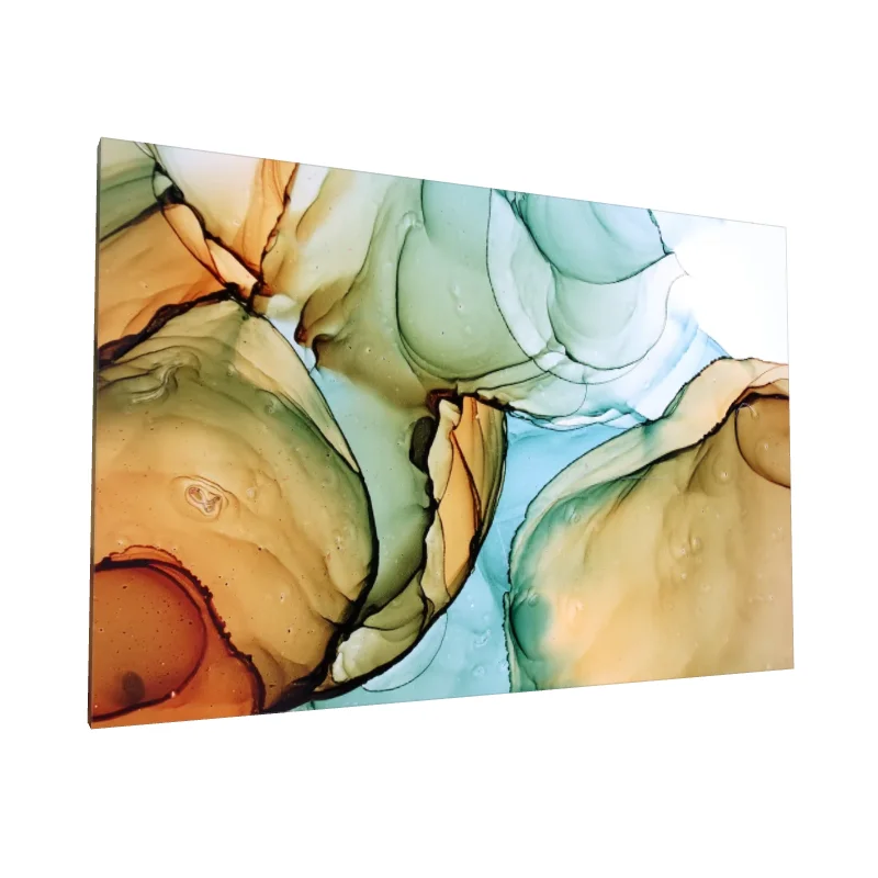 Tablou canvas: Forme Abstracte în Tenta de Verde și Portocaliu - Image 1