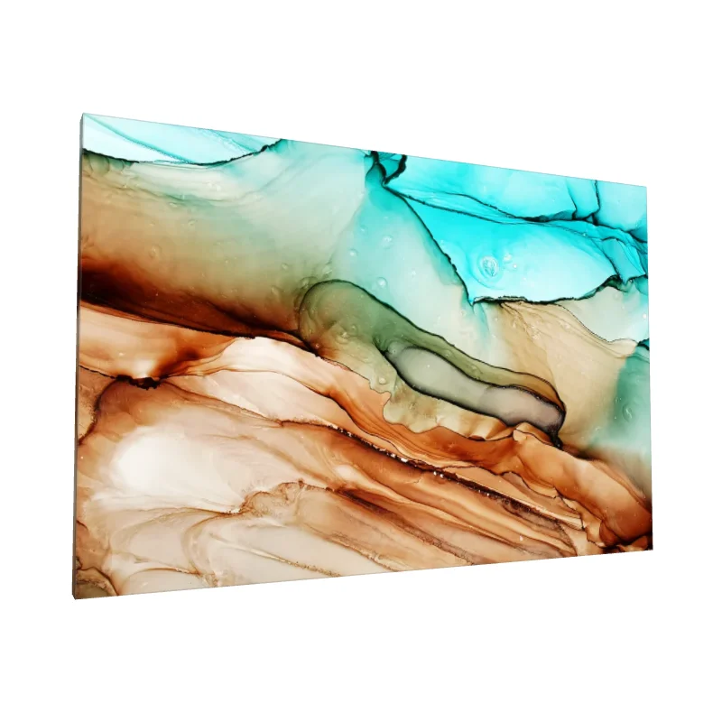 Tablou canvas: Peisaj Abstract în Tonuri Pământii și Turcoaz - Image 1