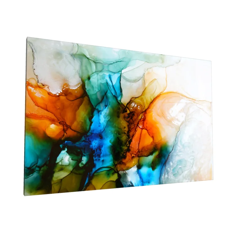 Tablou canvas: Compoziție Fluidă în Tenta Portocalie și Albastru