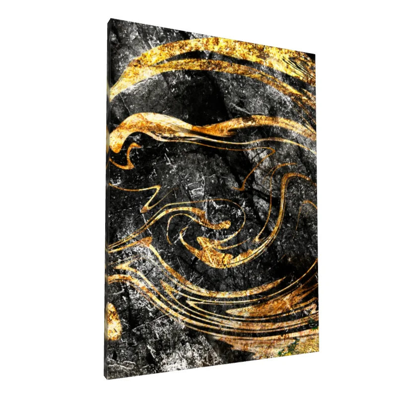 Tablou canvas: Linii Aurii pe Fundal Texturat Negru