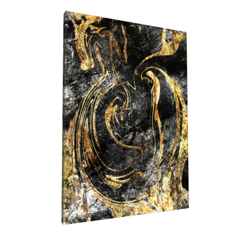 Tablou canvas: Spirale Aurii pe Fundal Negru Texturat