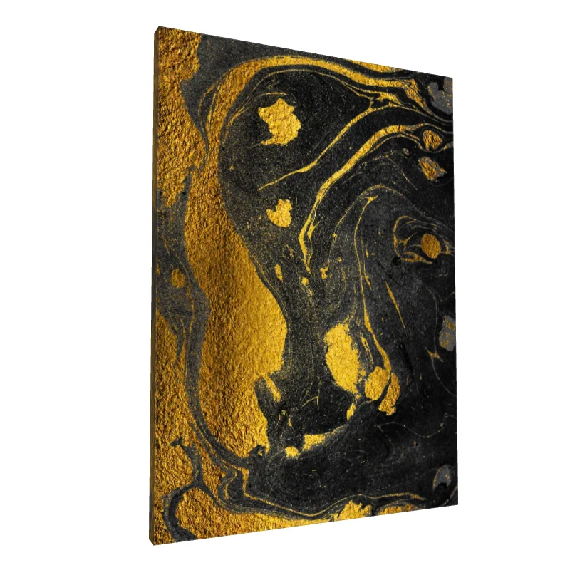 Tablou canvas: Abstracție Aurie pe Fundal Negru