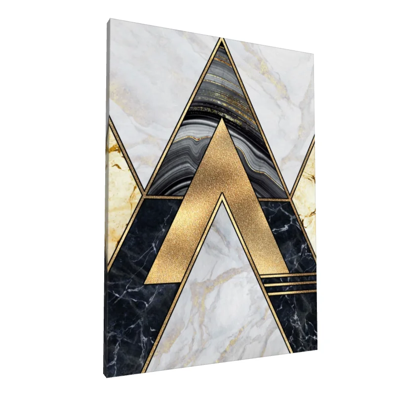 Tablou canvas: Triunghiuri Aurii și Marmură în Contrast - Image 1