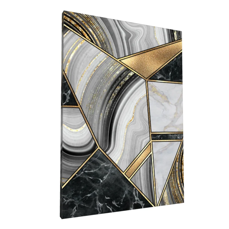 Tablou canvas: Geometrie Abstractă cu Accente Aurii