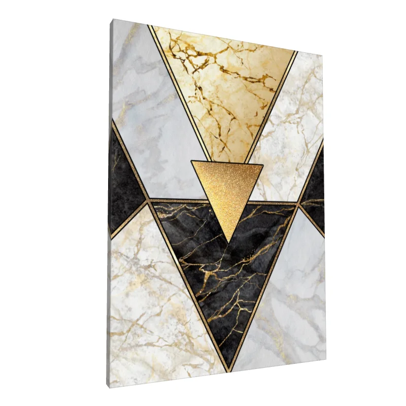 Tablou canvas: Model Geometric cu Marmură și Auriu - Image 1