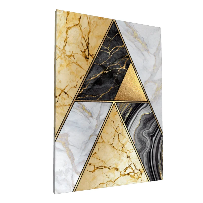 Tablou canvas: Triunghiuri și Texturi Marmură și Auriu